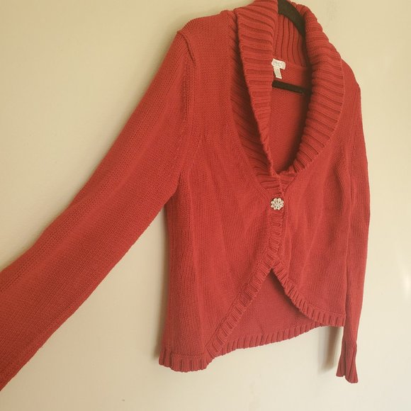 Conrad C Red shawl collar cardi sweater size Large - Picture 4 of 9